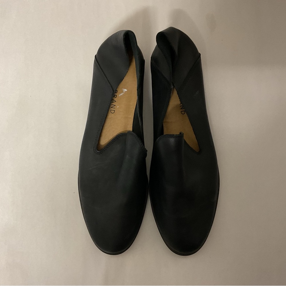 Lucky Brand Cahill Collapsible Heel Black Leather Flat Loafer Slip On Size 7